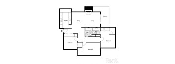 A black and white image of a floor plan for a rental property.
