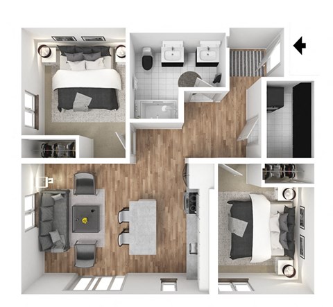 C2 2 bed 1 bath  at The Hub, Washington, 98503