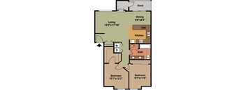 a floor plan of a two bedroom apartment with a den and bathroom