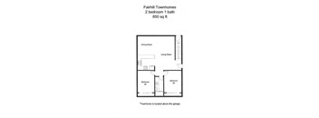 the floor plan of fairhill townhomes 2 bedroom 1 bath 640 sq ft
