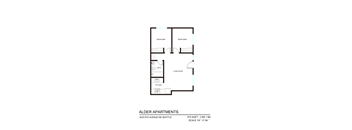 A floor plan for the Alder Apartments.