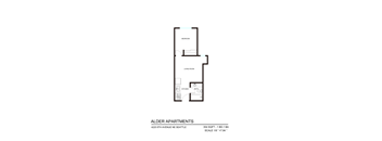 A floor plan for the Alder Apartments.