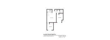 A floor plan for the Alder Apartments.