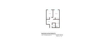 A floor plan for Badger Apartments shows two bedrooms, a living room, a kitchen, and a bathroom.
