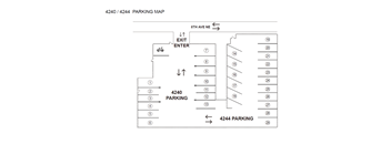 A diagram of a parking map showing the layout of parking spaces.