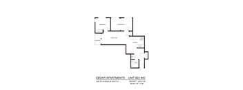 A floor plan of apartment unit #22 #42 at Cedar Apartments.