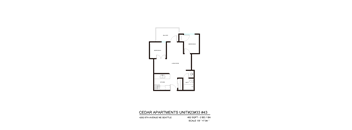 A floor plan of apartment unit #43 at Cedar Apartments.