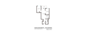 A floor plan of an apartment in Cedar Apartments.