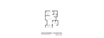 A black and white diagram of an apartment layout.