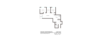 A floor plan of apartment unit #32 at Cedar Apartments.