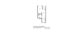 A black and white diagram of a floor plan for apartment living.