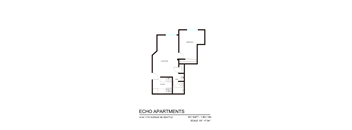 A floor plan for Echo Apartments showing one apartment with a living room, kitchen, and bathroom.