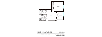 A floor plan for Echo Apartments shows two bedrooms and a living room.