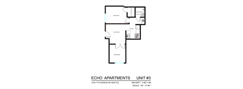 A floor plan for Echo Apartments Unit #3.