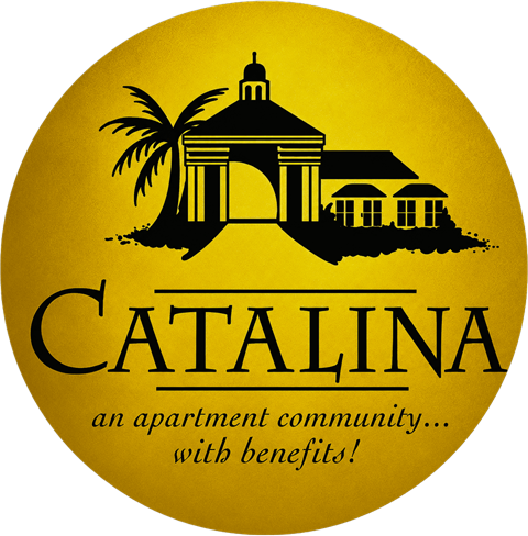 A logo for a place called Catalina, which is an apartment community with benefits.
