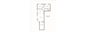 a floor plan of an apartment with a bedroom and a living room