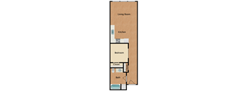 the first floor floor plan of a 1 bedroom apartment