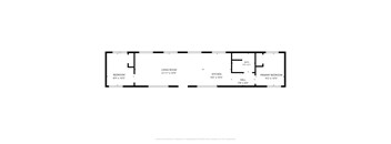 Floor plan of Unit B at 4245 Brooklyn House with a living room, two bedrooms, a kitchen, a hall and a primary bedroom.