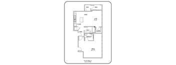 a floor plan of a small house with a kitchen and a living room