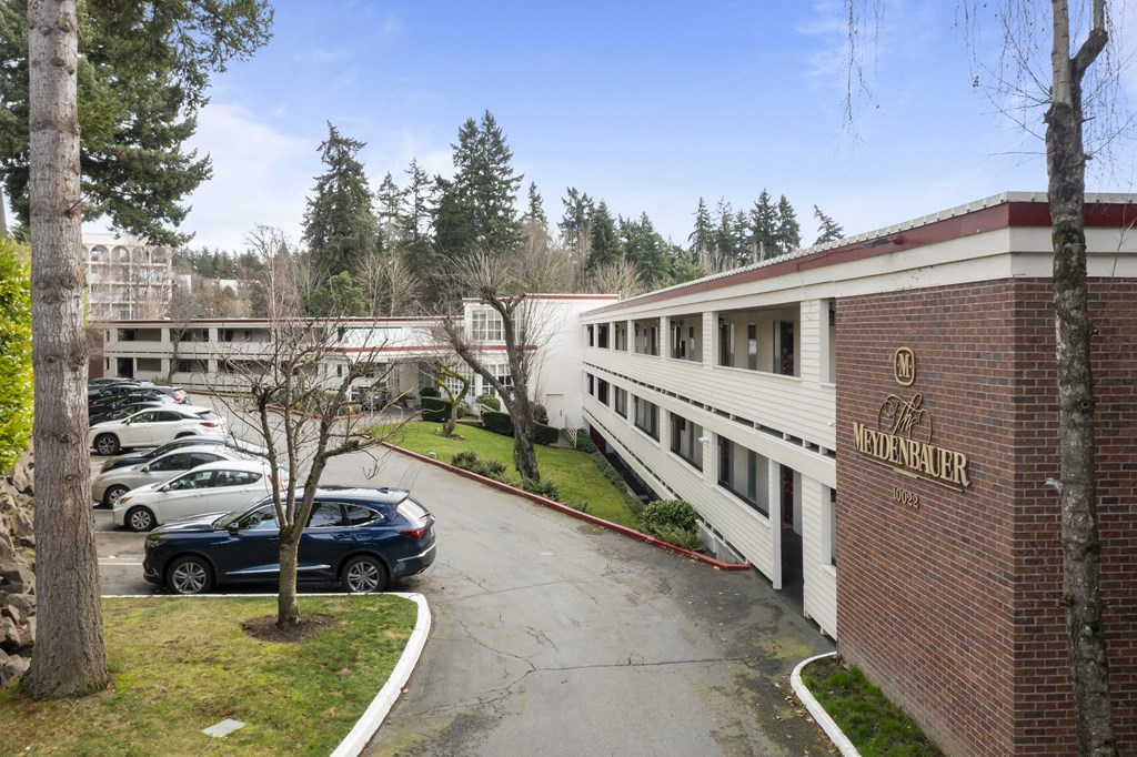 the parking lot outside building