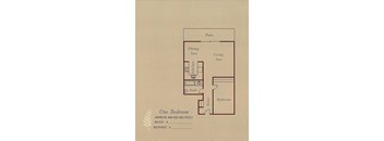 a drawing of a one bedroom floor plan of a house