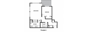 a floor plan of a house with a bedroom and a living room