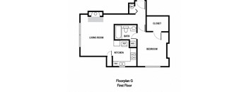 a floor plan of a house with a bedroom and a living room