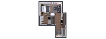 6292a Studio Floorplan at The Hub Apartments, Lacey, Washington