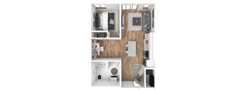 1 Bedroom 1 Bathroom Plus B.3 Floorplan at The Hub Apartments, Lacey, Washington