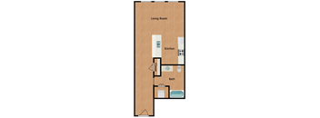 the living room floor plan of a 1 bedroom apartment