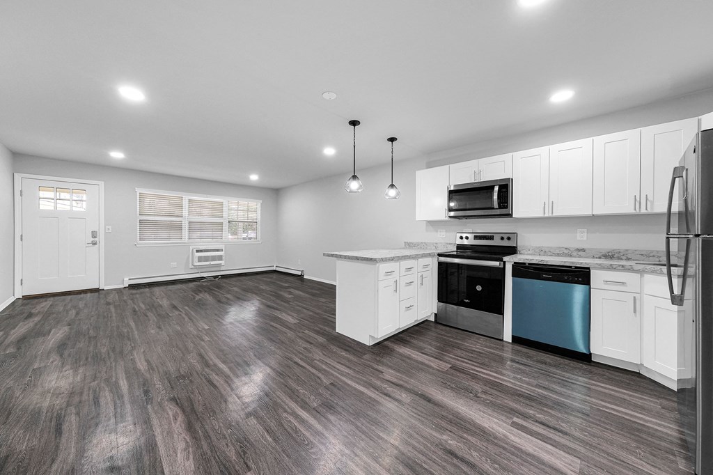 Kitchen with appliances and cabinetsat Amity Oak, New York, 11701