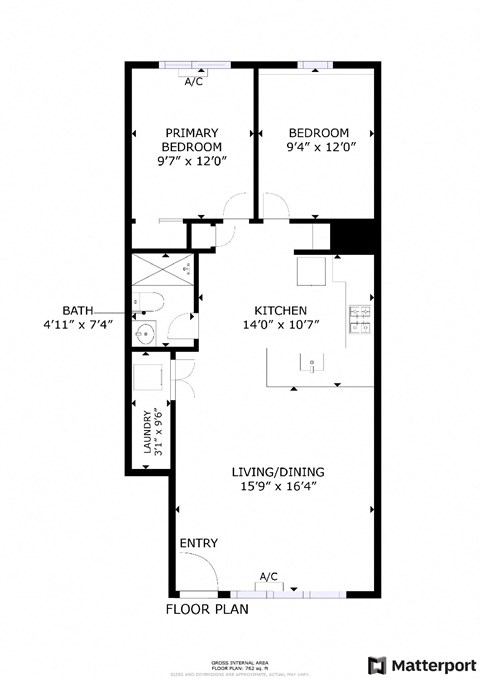 2 bed 1 bath floor plan A at Amity Oak, New York, 11701