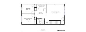 2 bed 1 bath floor plan at Amity Oak, Amityville