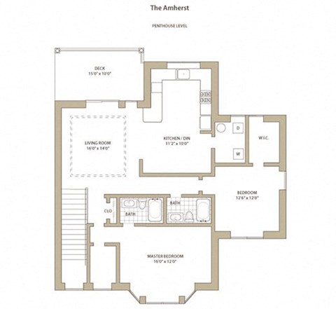 2 bedroom 2 bathroom Floor plan C at Walden Pond in East Moriches, NY 11940