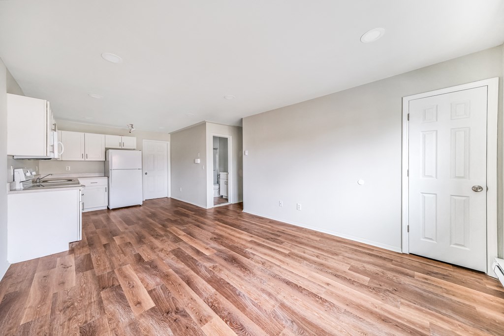 Kitchen and living room at Amity Senior, Amityville