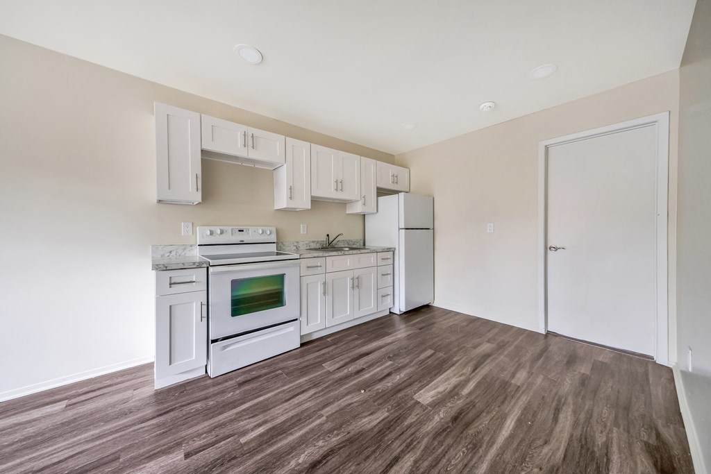 Wooden flooring in the kitchen at Amity Senior, Amityville, NY