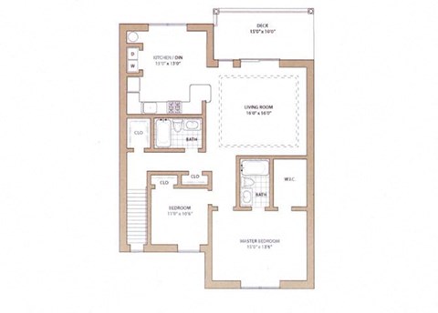 2 bedroom 2 bathroom Floor plan at Walden Pond in East Moriches, NY 11940