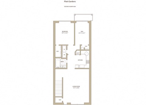 a floor plan of a unit with a bedroom and a bathroom