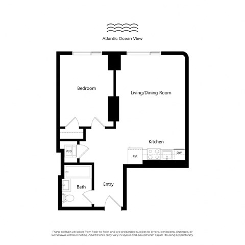 A floor plan of an apartment with an Atlantic Ocean view.