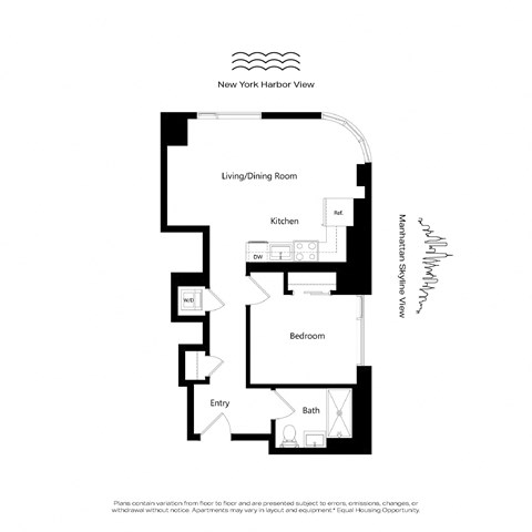 A floor plan of an apartment layout in Coney Island, NY.