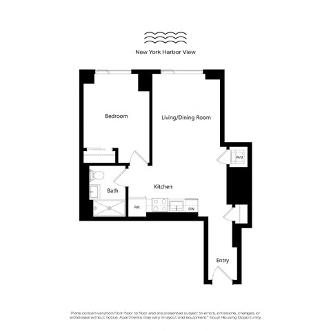 A floor plan for a New York Harbor View apartment.