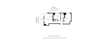A floor plan of an apartment with a New York and Manhattan skyline view.