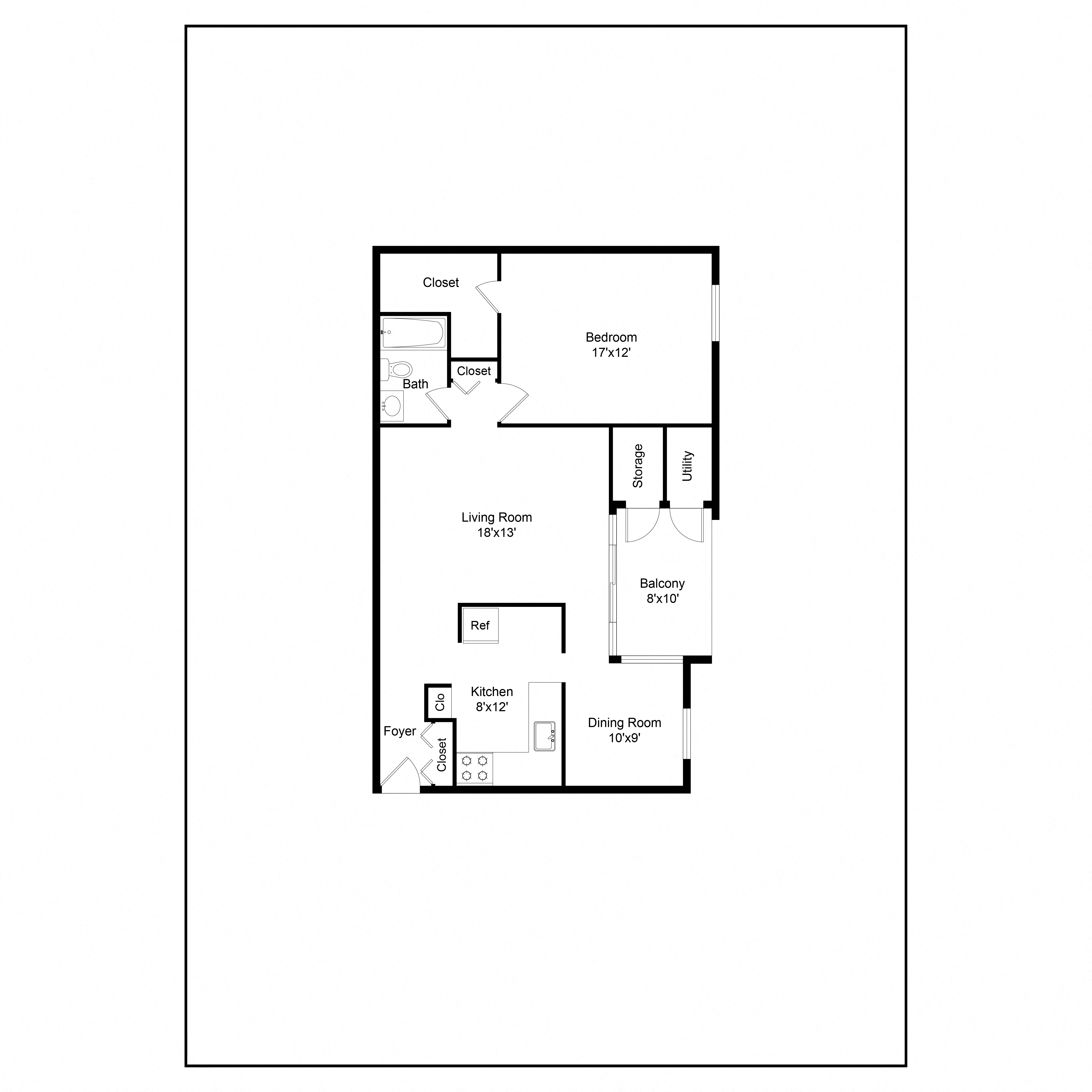 1 bedroom 1 bathroom floor plan