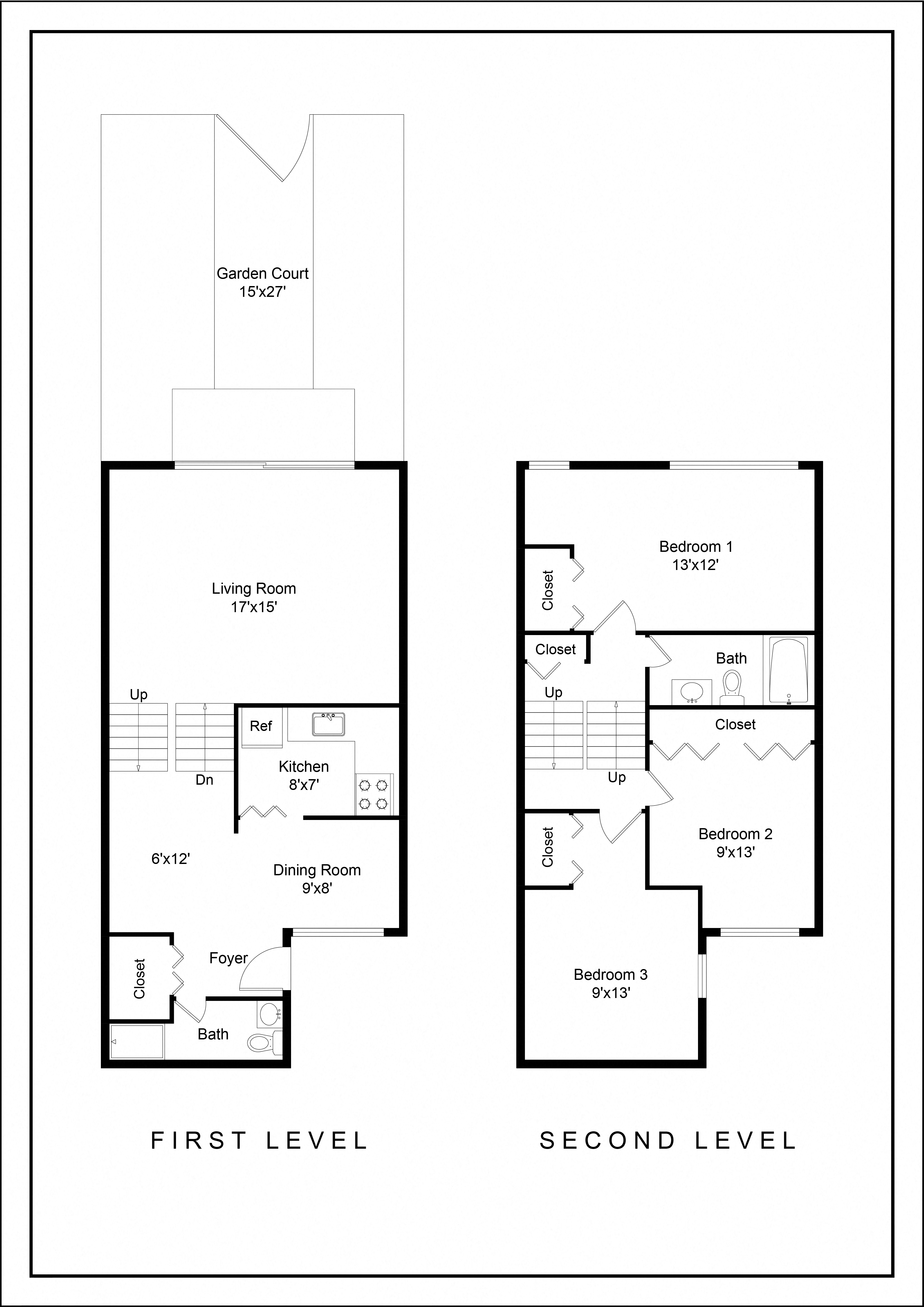 Cypress 3 bedroom 2 bathroom apartment floor plan