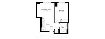 a floor plan of a unit with a bedroom and a living room
