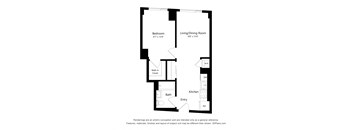 a floor plan of a unit with a bedroom and a living room