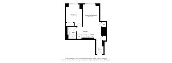 a floor plan of a unit with a bedroom and a living room