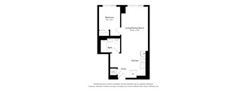 a floor plan of a unit with a bedroom and a living room