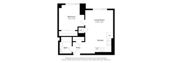 a floor plan of a unit with a bedroom and a living room