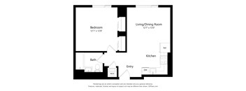 a floor plan of a unit with a bedroom and a living room